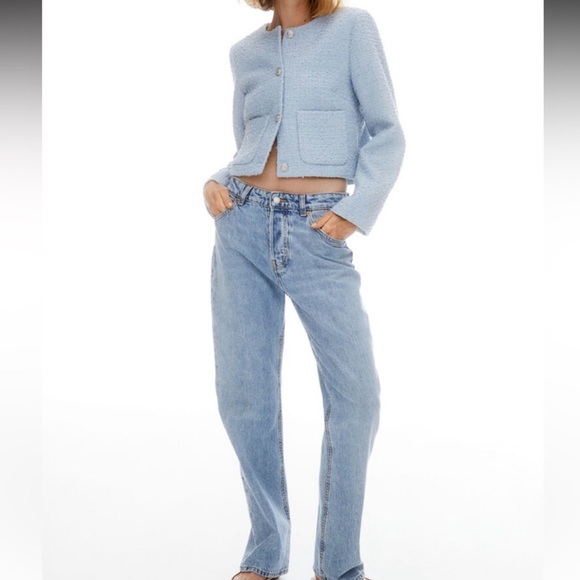 NWT H&M bouclet jacket light blue medium - Picture 7 of 10